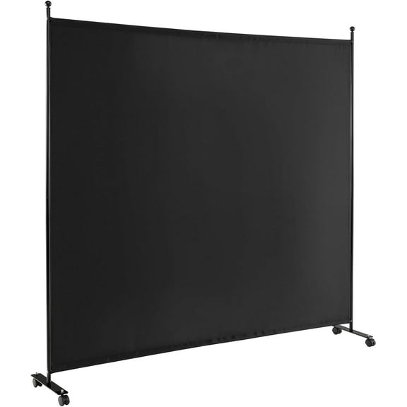 WYDK Room Divider Large Single Panel, 73''W x 73''H Privacy Screen with Lockable Wheels, Rolling Room Divider Panel for Home Office Studio, Partition Fabric Wall Divider for Room Separation, Black