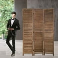 thumbnail image 1 of WYDK Room Dividers and Folding Privacy Screens, 3 Panel 69 Inch Tall Portable Room Seperating Divider, Handwork Solid Wood Room Divider Wall, Dividers Freestanding for Home Office,Brown, 1 of 7