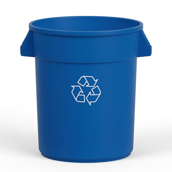 WYDK Round Commercial Trash Can. Waste Container for Home, Sidewalks, Roadside, Outdoor Multi-Purpose Can (32 Gallon, Trash Can, Blue)