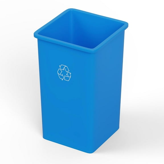WYDK Square Commercial Trash/Garbage Can | Outdoor/Office/Restaurant/School/Kitchen (35 Gallon, Blue)