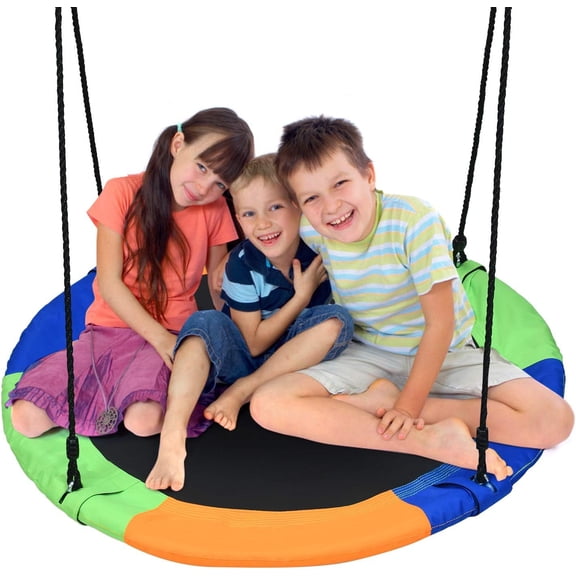 WYDK Tree Swing, 40 Inch Saucer Swing for Kids Outdoor, 700 lbs Weight Capacity Round Swing w/ 900D Waterproof Oxford Cloth, Adjustable Rope, Flying Swing for Backyard, Indoor & Outdoor Playground