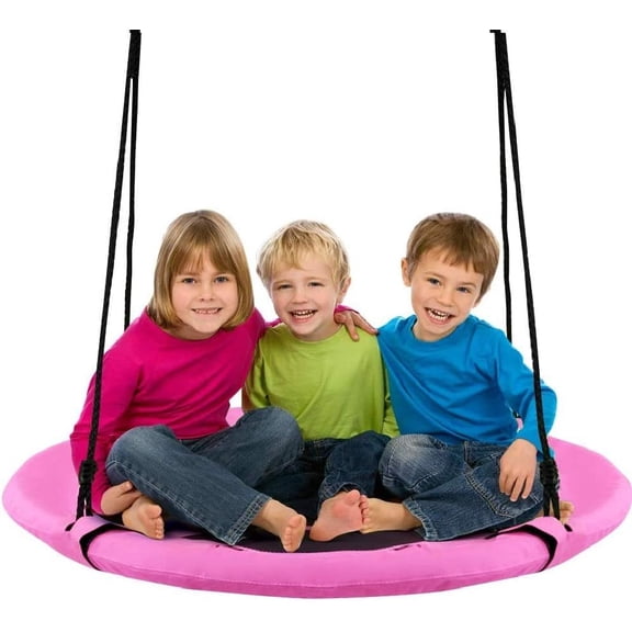 WYDK Tree Swing, 40 Inch Saucer Swing for Kids Outdoor, 700 lbs Weight Capacity Round Swing w/ 900D Waterproof Oxford Cloth, Adjustable Rope, Flying Swing for Backyard, Indoor & Outdoor Playground