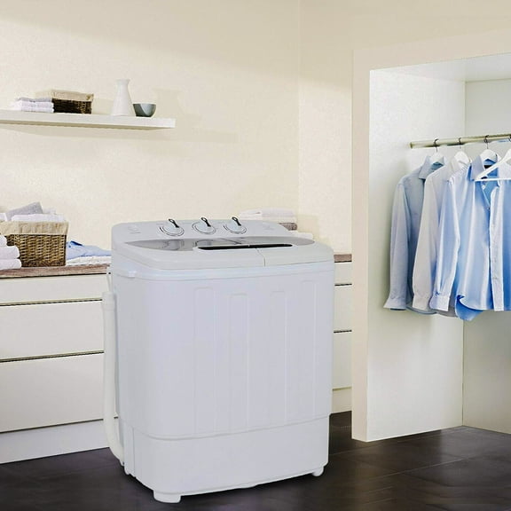 WYDK White Compact Portable Washer & Dryer with Mini Washing Machine and Spin Dryer Suitable for apartments and university dormitories