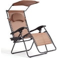 thumbnail image 1 of WYDK Zero Gravity Chair with Shade Canopy, Reclining Lounge Chair with Adjustable Canopy Headrest, 0-170 Degrees Recliner & Cup Holder, Folding Zero Gravity Lawn Chair for Patio Poolside, Coffee, 1 of 18