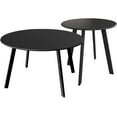 thumbnail image 1 of WYDK patio 2-Piece Round Patio Coffee Table, 1 Large Side Table and 1 Small End Table, Black, 1 of 9