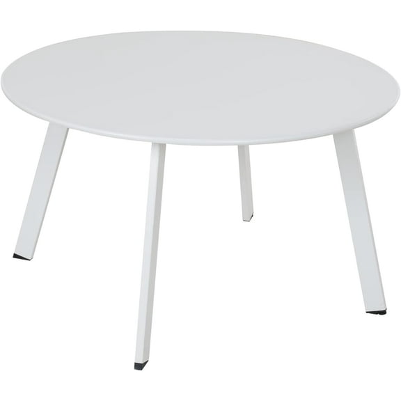 WYDK patio 28-inch Outdoor Steel Coffee Table, Round Patio Side Table, Great for Backyard Patio Deck, White,1 PC