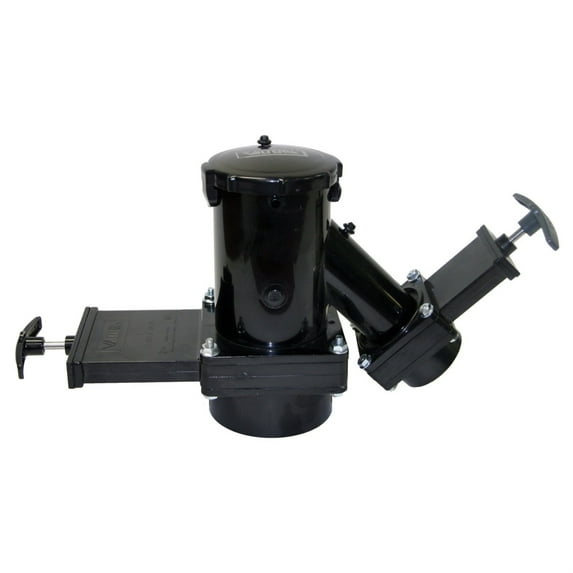 Valterra T38 Fixed Wye Double Valve Assembly with 3" Hub x 1-1/2" Rotating Hub x 3" Bay with Cap,Black