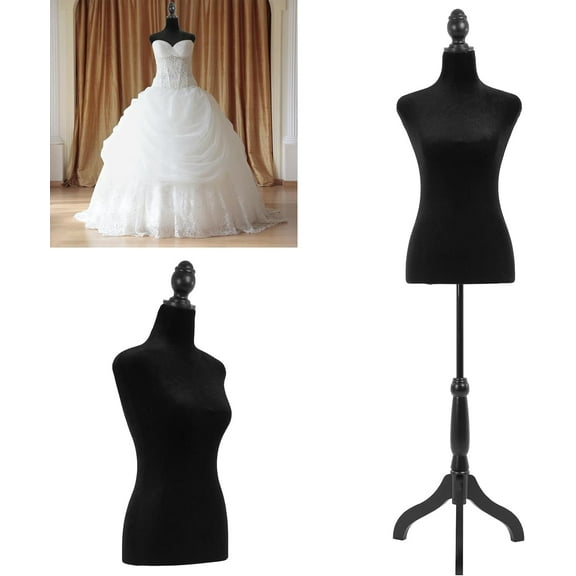 WYGMAV Female Mannequin Torso Dress Form, Adjustable, Home, Black, 1 Count, New