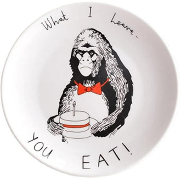 WYGOAKG 8 Inch European Style Porcelain Cartoon Design Ceramic Flat Plates with Cartoon Pattern