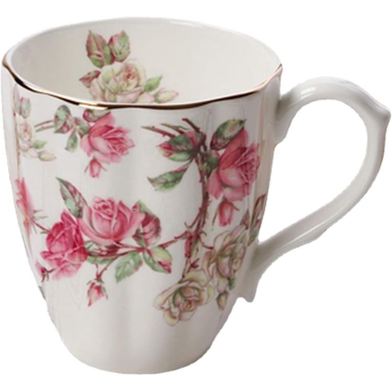 Wygoakg Chinese Porcelain Mug Large Capacity 420 ml Pastoral Flower Tea Cup Office Tea Cup Milk Coffee Ceramic Mug for Home Drink