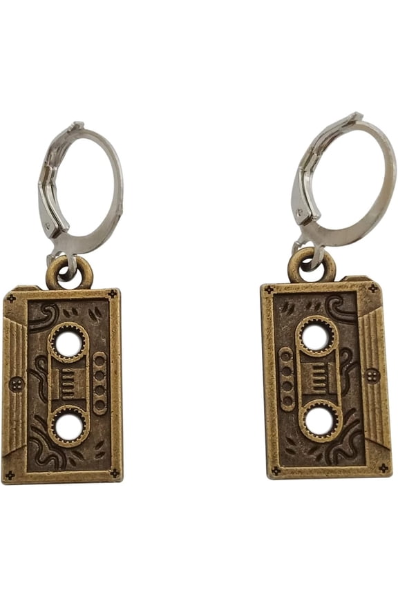 WYGUYO Retro Cassette Tape Lever Back Earrings for Woman, Music Lover, Vintage Music Nostalgic Jewelry[u0777]