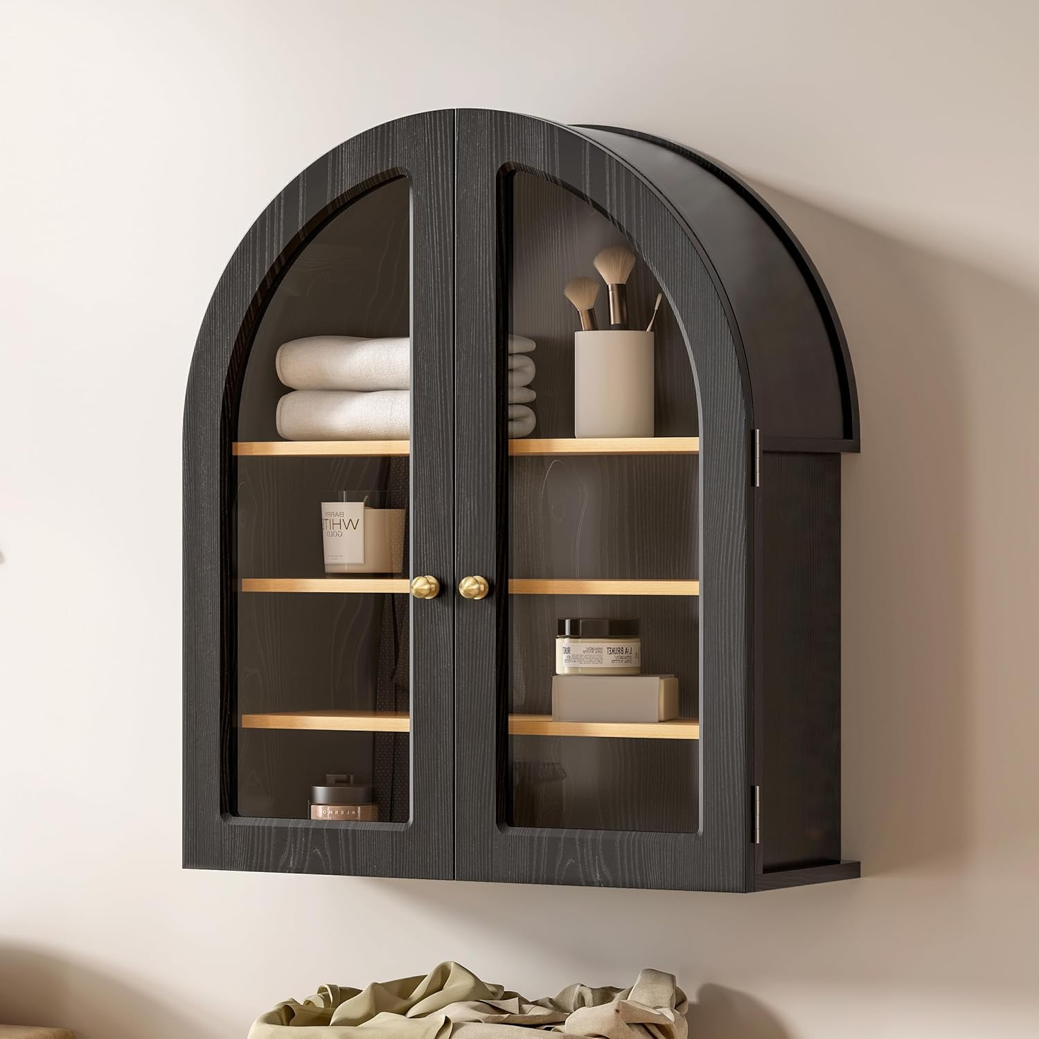 WYH Arched Bathroom Wall Cabinet Modern Wooden Medicine Cabinet with ...