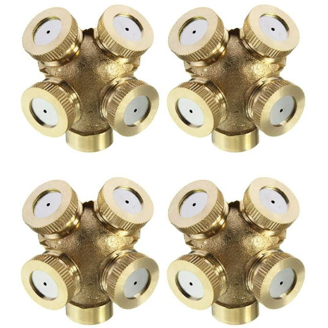 WYJ 4pcs Mist Spray Nozzle 4 Hole Brass Misting Nozzles Agricultural Water Sprayer Sprinkler