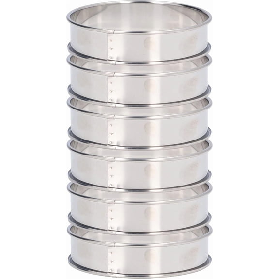 WYJ Crumpet Rings, 6 Pack Double Volume Easy Release DIY Stainless Steel Muffin Rings for Home Cooking Tool, Fried Egg Molds and Hash Browns (#11)-0614