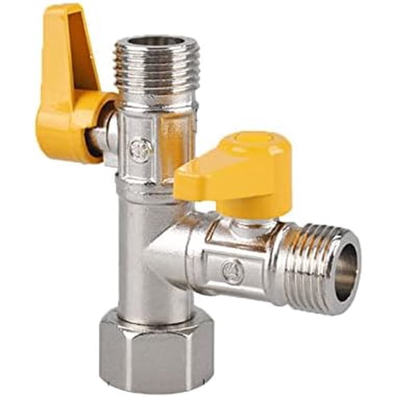 WYJ Garden Hose Splitter 2 Way, Heavy Duty Solid Brass Hose Y Splitter BSP 1/2" Tap Adapter Brass Hose Adapter Connectors Shut Off Valve-0614