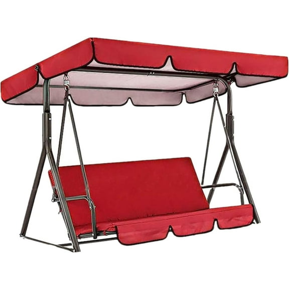 WYJ Outdoor Patio Swing Cushions 3 Seater and Canopy Replacement, Waterproof Swing Replacement Parts for Outdoor Patio Swing Chair or Hanging Glider Porch Bench Furniture Cover(Red)-0614