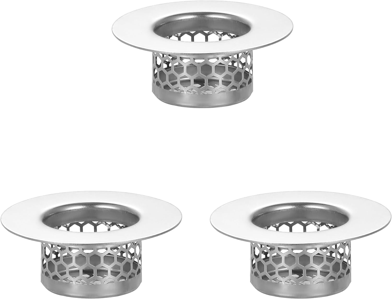 WYJ Pack of 3 Bathroom Sink Strainer, Bathtub Drain Cover Lavatory Sink Drain Strainer Hair ...