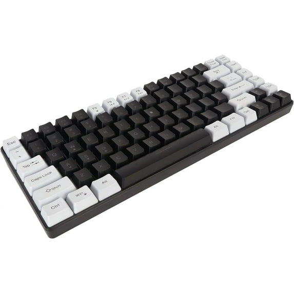 WYJ Office Keyboard, Gaming Keyboard Ergonomically Curved RGB Backlit Type C Wired 84 Keys for Games (Black)-0614