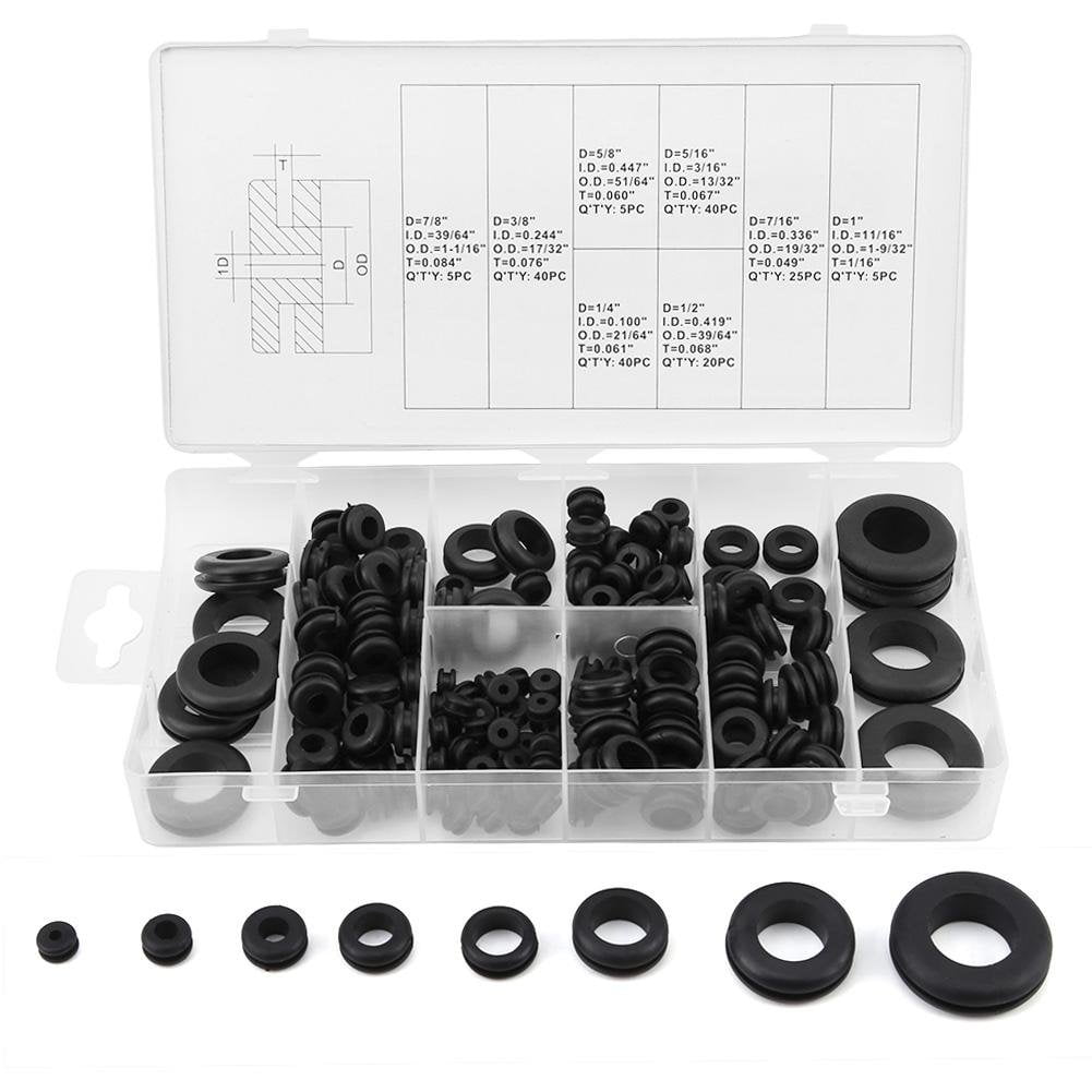 WYJ Rubber Grommet Kit, 180 Pcs Rubber Grommet Wire Ring Rubber Bong