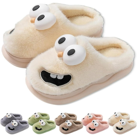 WYLQQ Kissing Slippers - Cute Big Eyes Dog Cotton Slides, 3D Funny Cartoon Tongue Out Sole-mates Slippers for Couples, Non-Slip Warm Indoor Outdoor