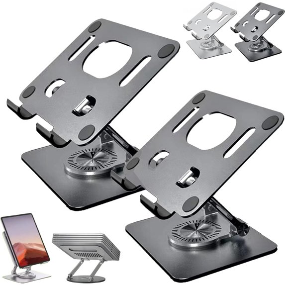 WYLQQ Rotating Stand for Laptop, 2025 New Upgraded Adjustable Computer Stand with 360 Rotating Base,Foldable Laptop Riser, Portable Save Desktop Space