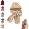 thumbnail image 1 of WYLQQ Winter Versatile Knitted Hooded Scarf for Women, Integrated Ear Protection Windproof Cap Scarf Hat, 1 of 6