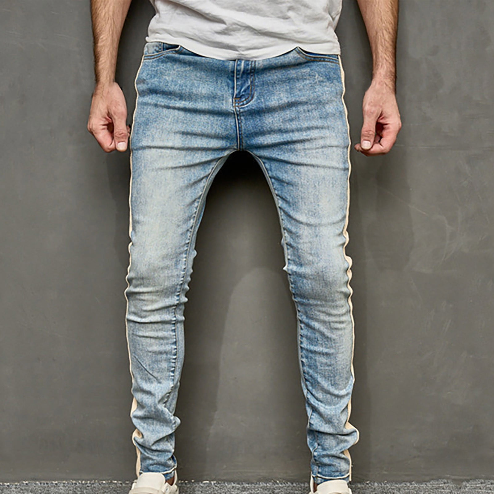 WYMPDSVI Mens Jeans Slim Fit Skinny Denim Stretch Tapered Jean Pants