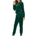 thumbnail image 1 of WYMPDSVI Womens Casual Velour Tracksuit Set Full Zipper Hoodie Long Workout Pants Tracksuit Jogging Suits Green XXL, 1 of 5