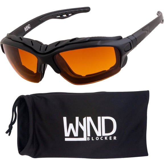WYND Blocker Calvert Wind Resistant Motorcycle Riding Sunglasses Dry Eye Glasses (M338 - Black, Blue Blocking)