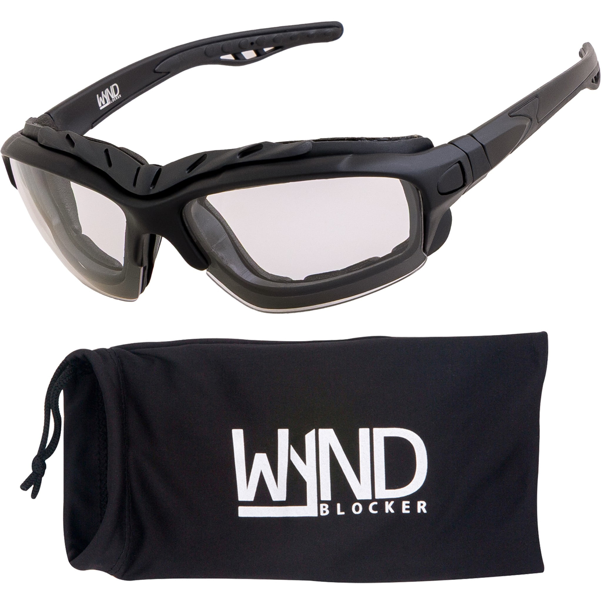 WYND Blocker Calvert Wind Resistant Motorcycle Riding Sunglasses Dry Eye Glasses (M338 - Black, Clear)