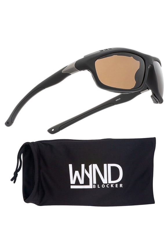 Murph Polarized Wind Resistant Sunglasses Motorcycle Riding Glasses (M335 - Black, PZ Amber)