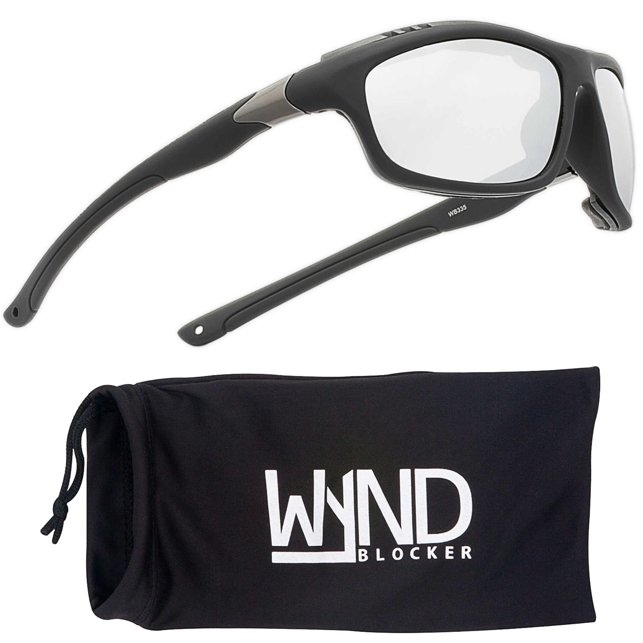 WYND Blocker Murph Wind Resistant Sunglasses Motorcycle Riding Dry Eye Glasses (M335 - Black, Silver)