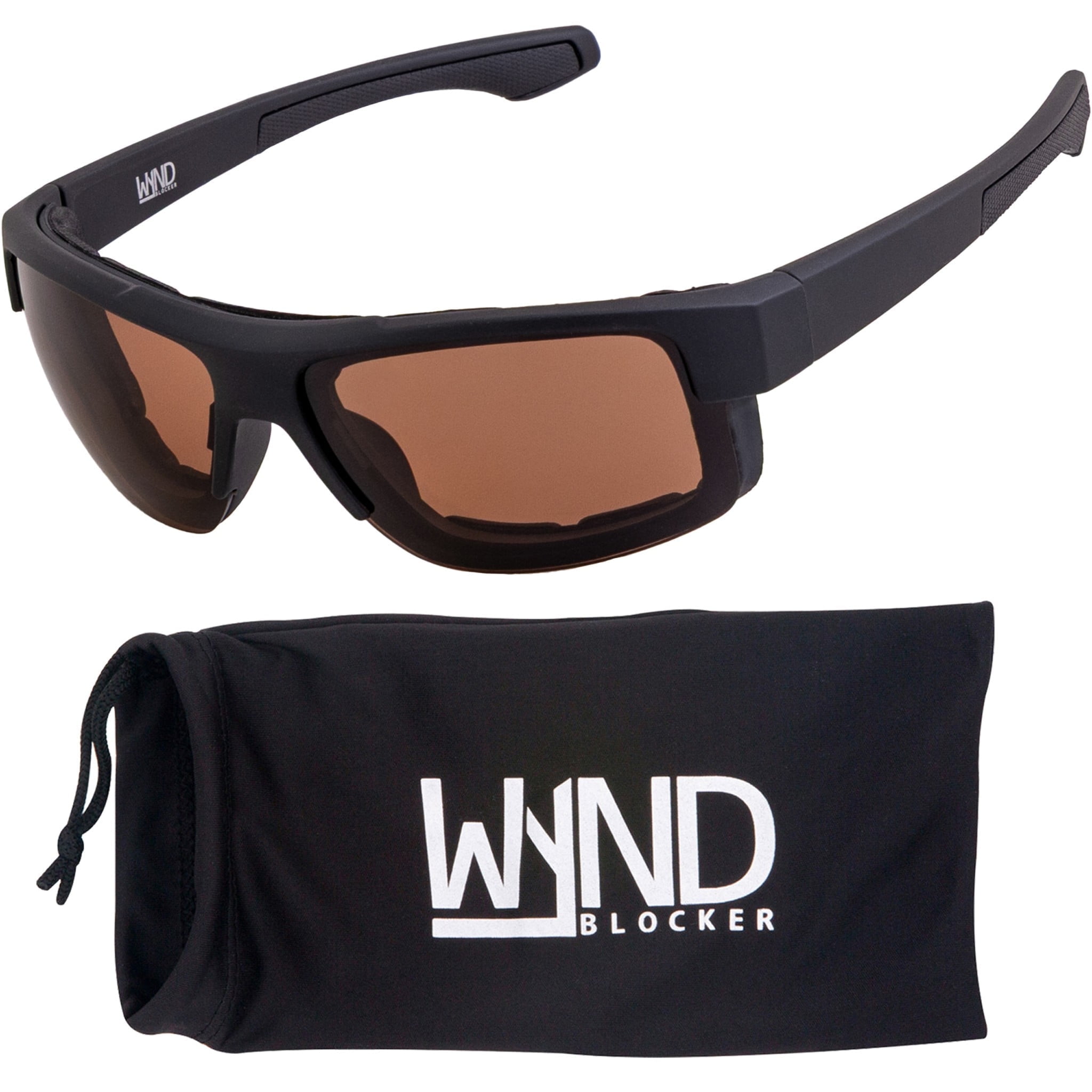 WYND Blocker Nova Wind Resistant Motorcycle Riding Sunglasses Dry Eye Glasses (M337 - Black, Amber)