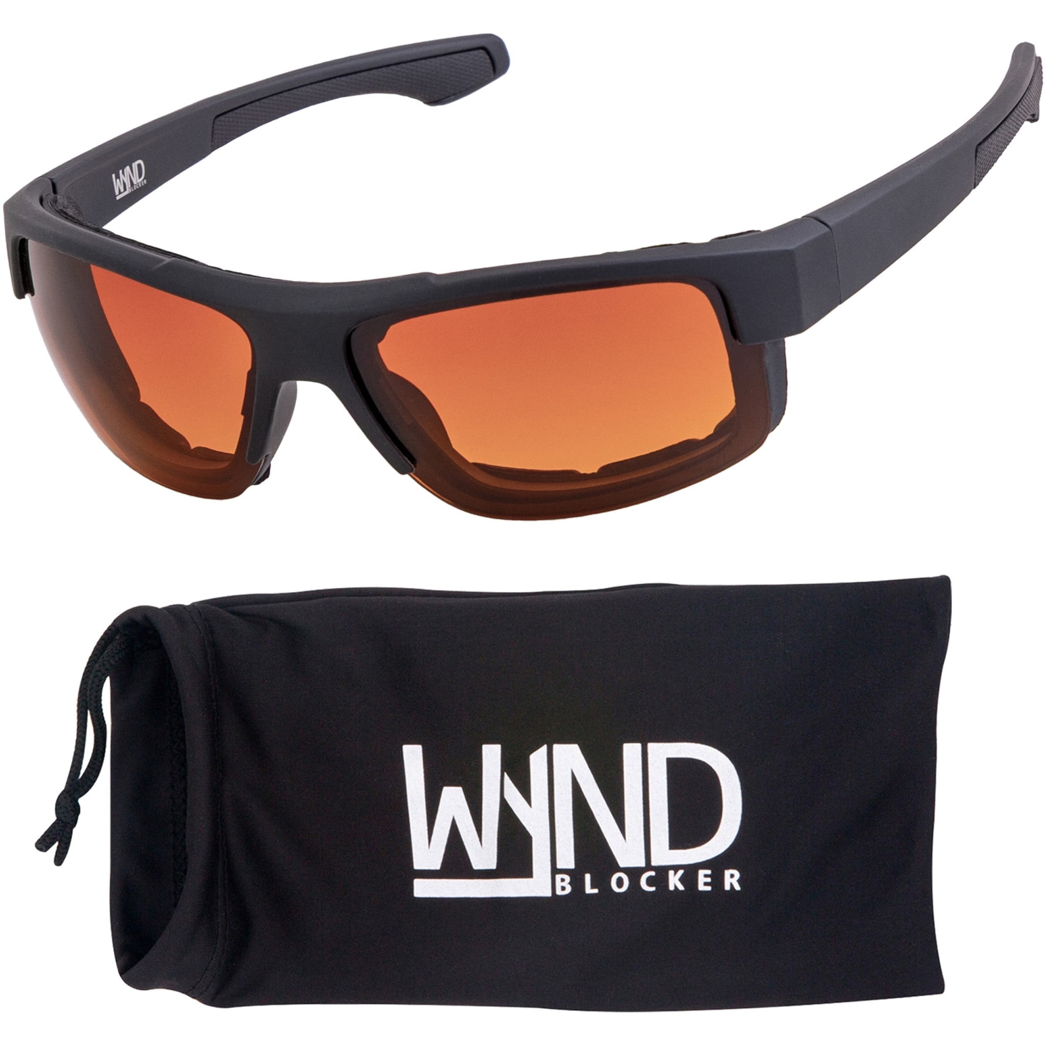 WYND Blocker Nova Wind Resistant Motorcycle Riding Sunglasses Dry Eye Glasses (M337 - Black, Blue Blocking)