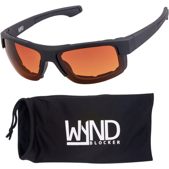 WYND Blocker Nova Wind Resistant Motorcycle Riding Sunglasses Dry Eye Glasses (M337 - Black, Blue Blocking)