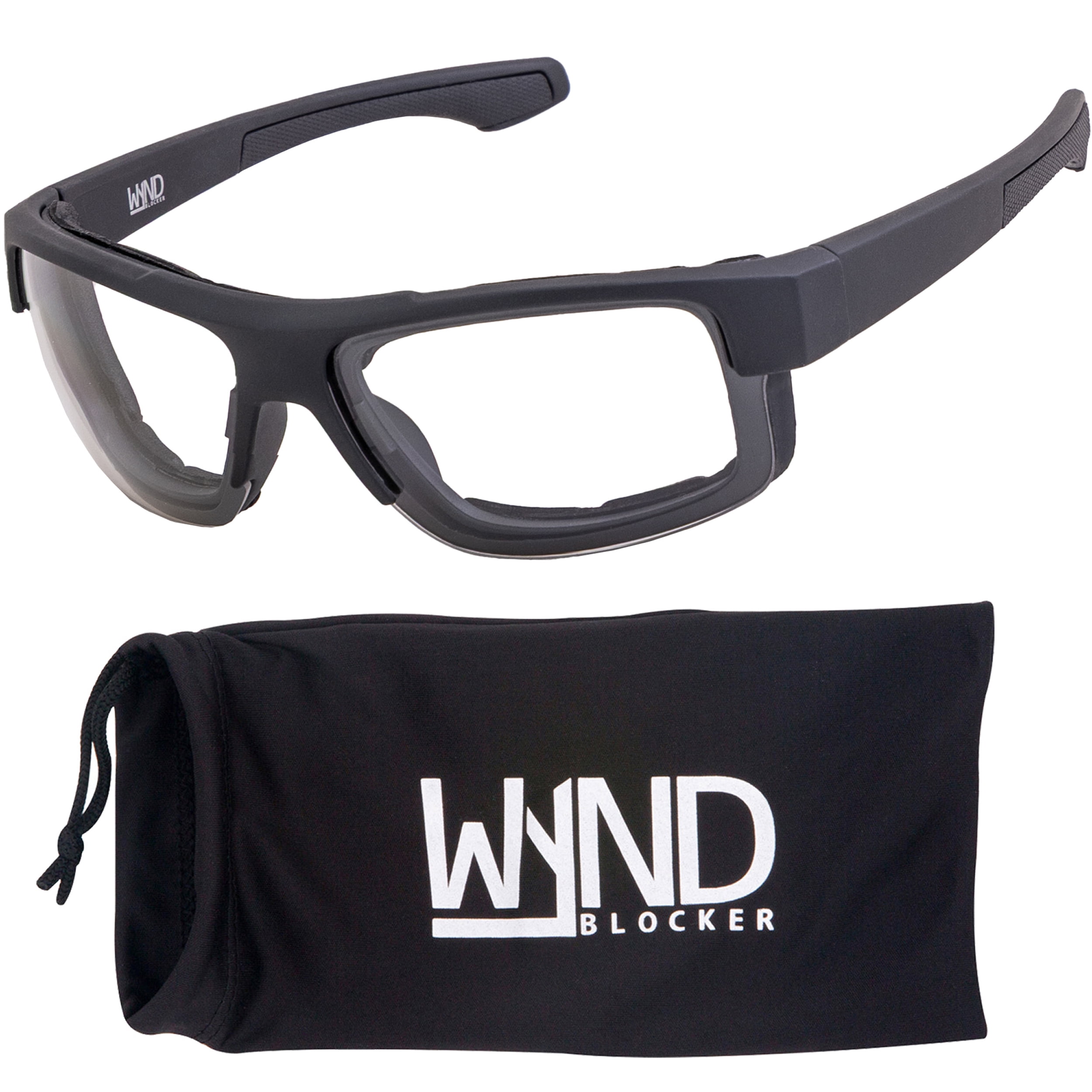 WYND Blocker Nova Wind Resistant Motorcycle Riding Sunglasses Dry Eye Glasses (M337 - Black, Clear)