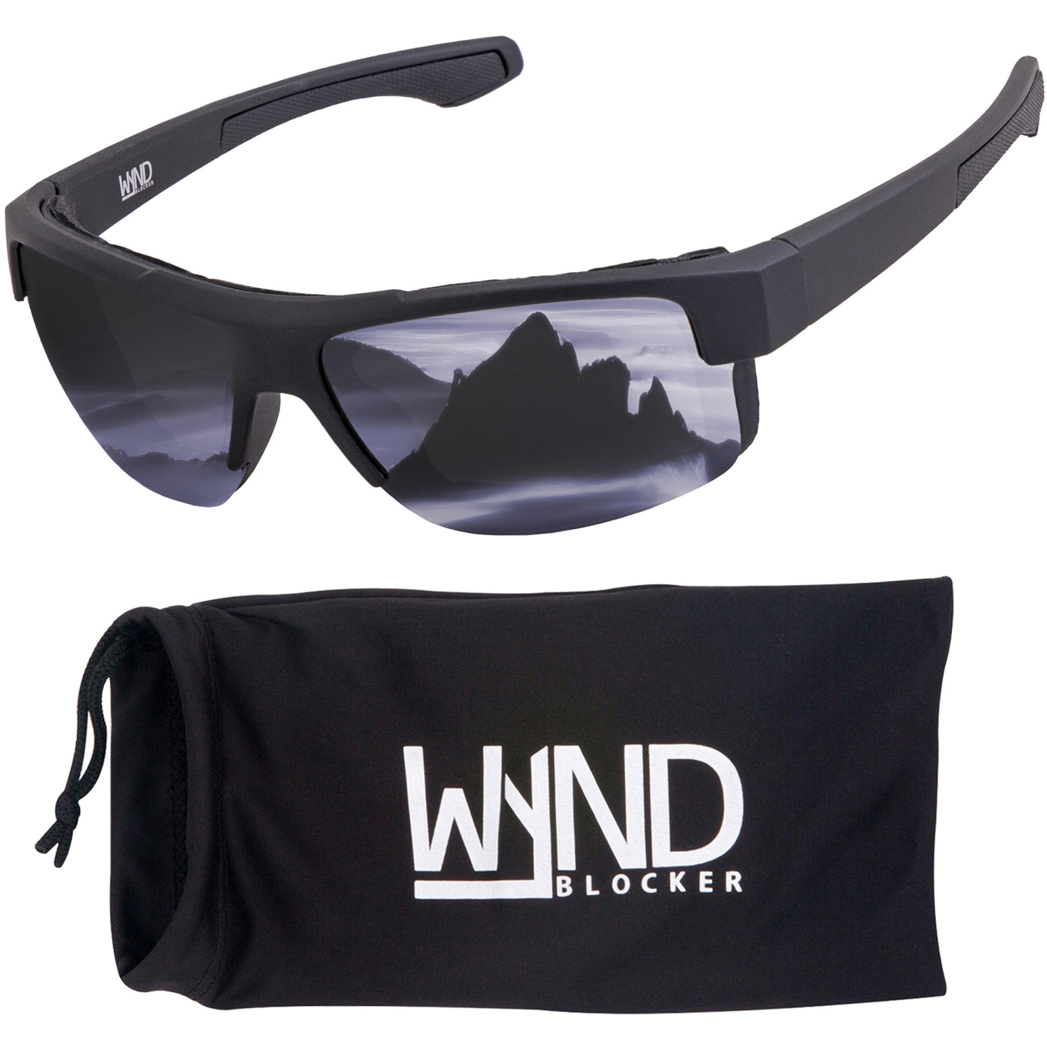 WYND Blocker Nova Wind Resistant Motorcycle Riding Sunglasses Dry Eye Glasses (M337 - Black, Silver Mirror)