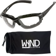 WYND Blocker Wind Resistant Sunglasses Motorcycle Riding Dry Eye Glasses Model 331 Black/Clear Lens