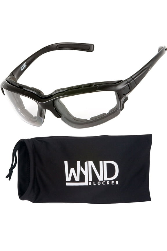 Wind Resistant Sunglasses Motorcycle Riding Dry Eye Glasses (Model 331 Black/Clear Lens)