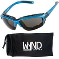 thumbnail image 1 of WYND Blocker Wind Resistant Sunglasses Motorcycle Riding Dry Eye Glasses (Model 331 Blue/Smoke Lens), 1 of 8