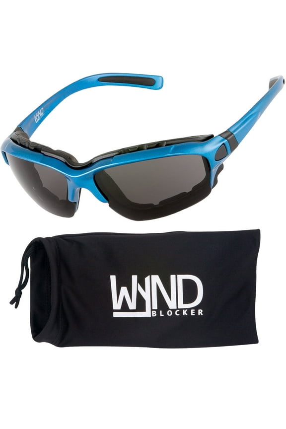 Wind Resistant Sunglasses Motorcycle Riding Dry Eye Glasses (Model 331 Blue/Smoke Lens)