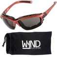 thumbnail image 1 of WYND Blocker Wind Resistant Sunglasses Motorcycle Riding Dry Eye Glasses (Model 331 Red/Smoke Lens), 1 of 8