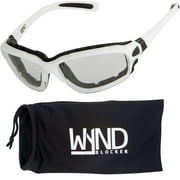 WYND Blocker Wind Resistant Sunglasses Motorcycle Riding Dry Eye Glasses Model 331 White/Clear Lens