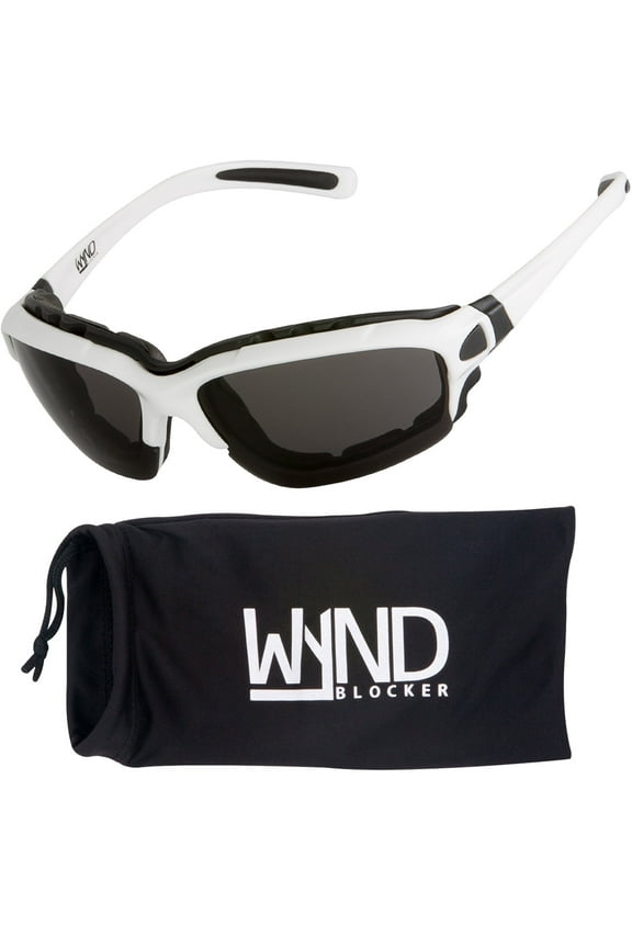 Wind Resistant Sunglasses Motorcycle Riding Dry Eye Glasses (Model 331 White/ Smoke Lens)