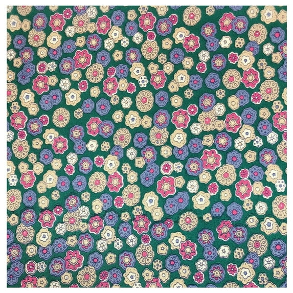WYOMING TRADERS Calico Teal Flowers Regular 34.5x34.5 Silk Scarf (CFT)