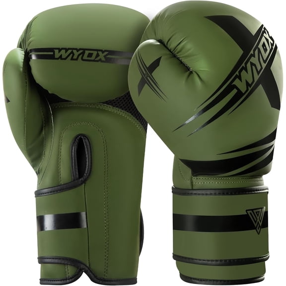 WYOX Boxing Gloves 12oz Adult Army Green – Men & Women | Workout, Punching, Pro Training, MMA, Kickboxing, Muay Thai, Heavy Bag