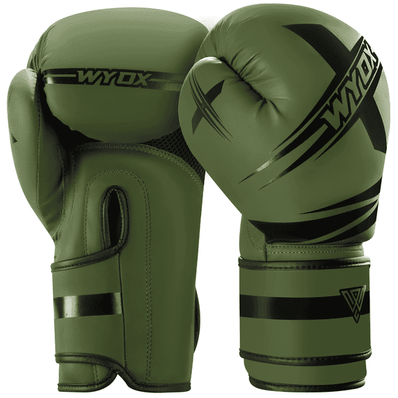 WYOX Sports Boxing Gloves, 14 oz, Army Green, Unisex, for Training, MMA, Kickboxing, Muay Thai, Heavy Bag