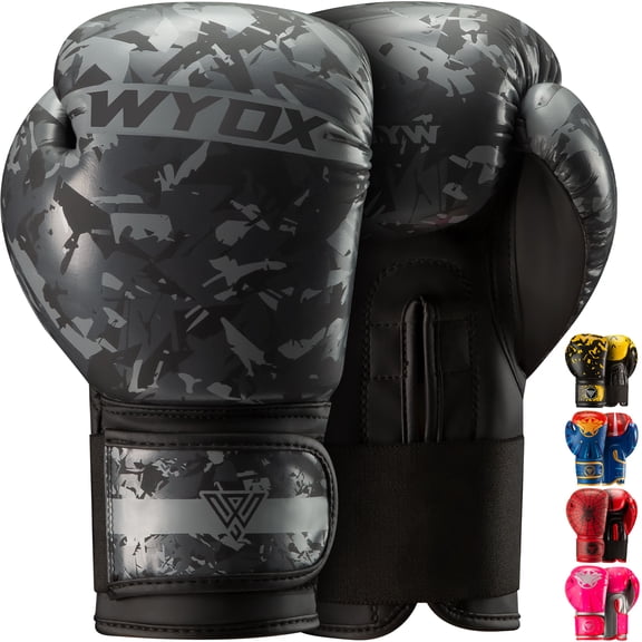WYOX 4oz Kids Boxing Gloves Grey Camo | Punching, Strength Training, Martial Arts, Muay Thai, Youth Sparring Gloves