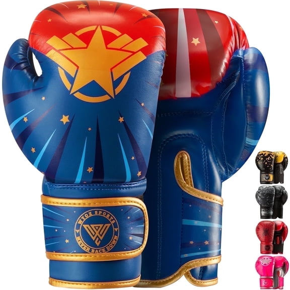 WYOX 6oz Kids Boxing Gloves – Golden Star | Kids Training, MMA, Kickboxing, Sparring, Punching & Strength