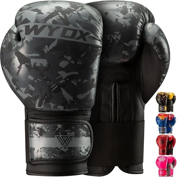 WYOX 6oz Kids Boxing Gloves – Grey Camo | Strength Training, Punching Bag, Muay Thai, Martial Arts, Sparring, Youth